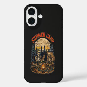 Vintage Sommer-Camping-Skelett-Lagerfeuer-Design iPhone 16 Hülle