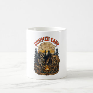 Vintage Sommer-Camping-Skelett-Lagerfeuer-Design Kaffeetasse