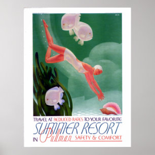 Vintage Sommer-Erholungsort-Bahnreise Poster