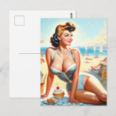 Vintage-Sommer-Pin-Up-Girl Postkarte (Vorne/Hinten)