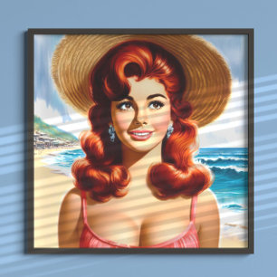 Vintage Sommer Pin-up Poster