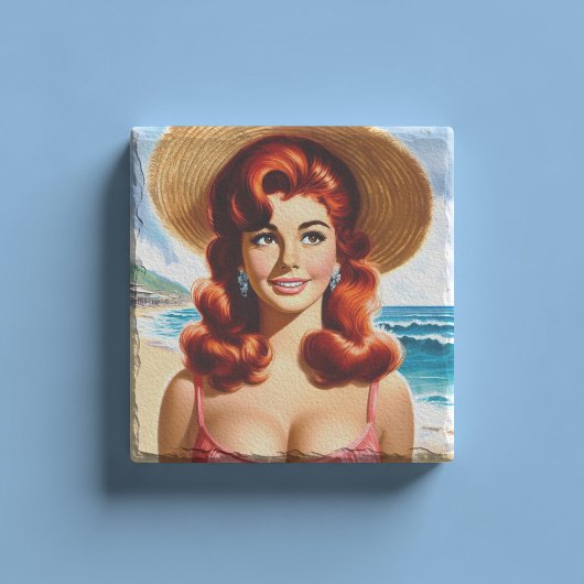 Vintage Sommer Pin-up Steinuntersetzer