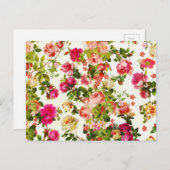 Vintage Sommer-Rosa-Rose-Peongs-Blume Postkarte (Vorne/Hinten)