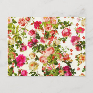 Vintage Sommer-Rosa-Rose-Peongs-Blume Postkarte