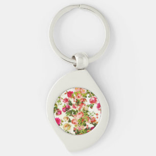 Vintage Sommer-Rosa-Rose-Peongs-Blume Schlüsselanhänger