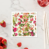 Vintage Sommer-Rosa-Rose-Peongs-Blume Serviette (Beispiel)