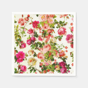Vintage Sommer-Rosa-Rose-Peongs-Blume Serviette