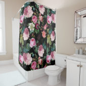 Vintage Sommer Schwarze Nacht Rose Romantik Duschvorhang