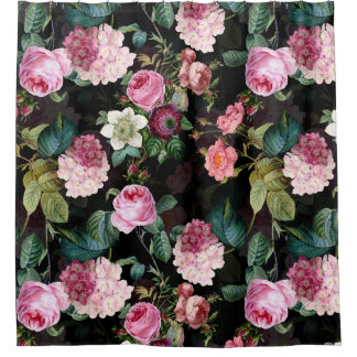 Vintage Sommer Schwarze Nacht Rose Romantik Duschvorhang