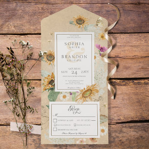 Vintage Sommer Sonnenblume Gelb Dinner All In One Einladung