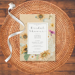 Vintage Sommer-Sonnenblumen-Blumen-Shower-Einladun Postkarte
