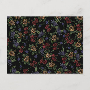 Vintage Sommerblumen Muster Postkarte
