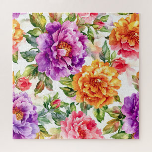 Vintage-Sommerblüten-Aquarell-Blumen Puzzle