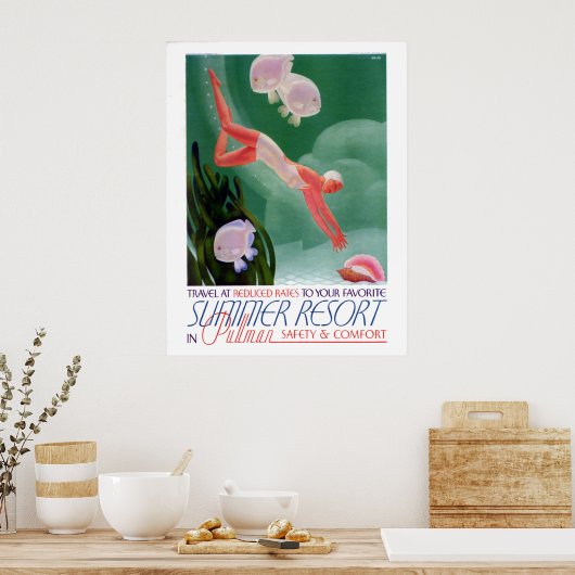 Vintage Sommerferienbahn Poster (Küche)