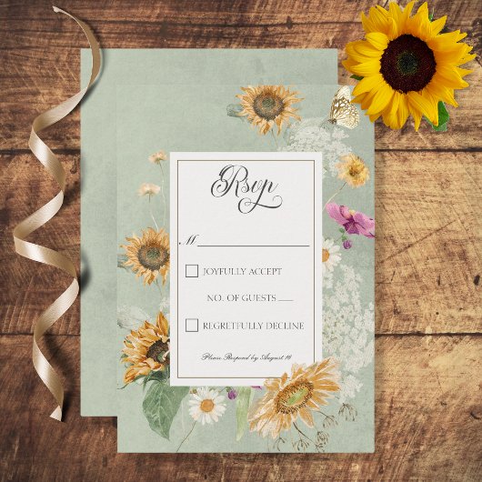 Vintage Sommersonnenblume RSVP Karte