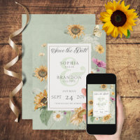Vintage Sommersonnenblumenkarte Save the Date