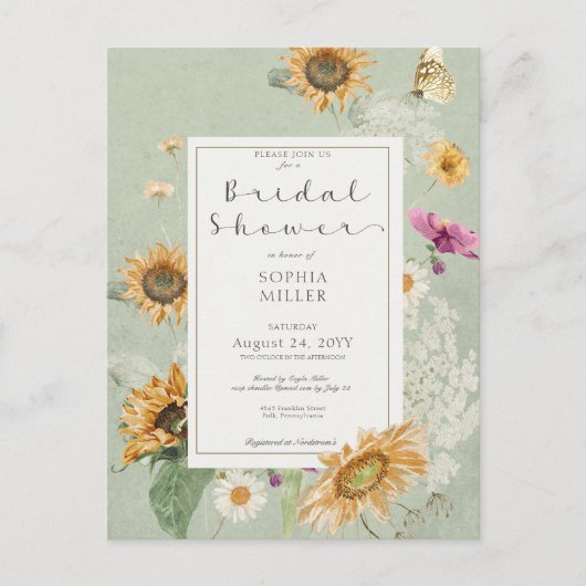 Vintage Sommersonnendusche Einladung Postkarte (Vorderseite)