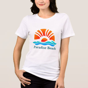 Vintage Sommeruntergang I Ozeanwellen und Möwe Tri-Blend Shirt
