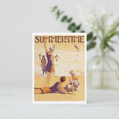 Vintage Sommerzeit am Strand Postkarte (Stehend Vorderseite)