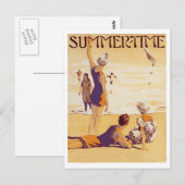 Vintage Sommerzeit am Strand Postkarte (Vorne/Hinten)