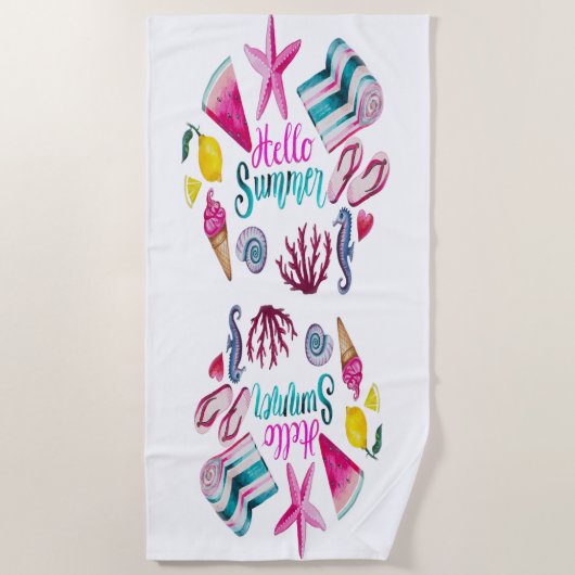 Vintage Sommerzeit Strandtuch (Vorderseite)