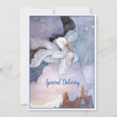 Vintage Sonderauslieferung Storch Babydusche Einladung (Vorderseite)