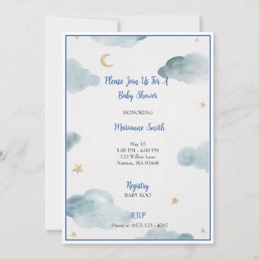 Vintage Sonderauslieferung Storch Babydusche Einladung (Rückseite)