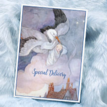 Vintage Sonderauslieferung Storch Babydusche