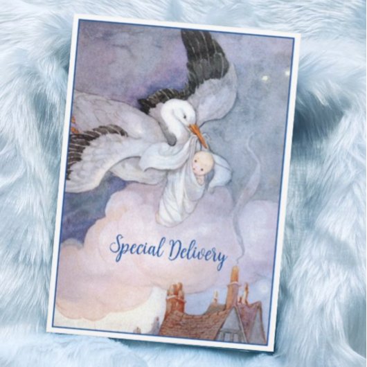 Vintage Sonderauslieferung Storch Babydusche Einladung