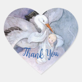 Vintage Sonderauslieferung Storch Babydusche Herz-Aufkleber