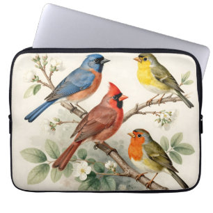 Vintage-Songbird-Blütenzweig-Illustration Laptopschutzhülle