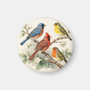 Vintage-Songbird-Blütenzweig-Illustration Magnet