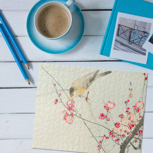 Vintage Songbird on Cherry Branch In Bloom Art Puzzle