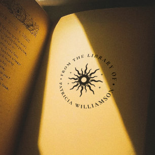 Vintage-Sonne Aus Der Bibliothek Von Name-Exlibris Gummistempel