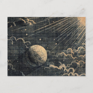 Vintage-Sonne-Eclipse-Mond-Nachthimmel-Wolken Postkarte