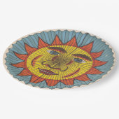 Vintage Sonne mit mildem Gesicht Pappteller (Schrägansicht)
