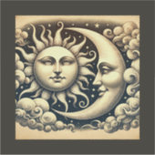 Vintage Sonne & Mond Aufkleber (Vorderseite)