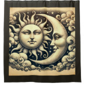 Vintage Sonne & Mond Duschvorhang (Vorderseite)