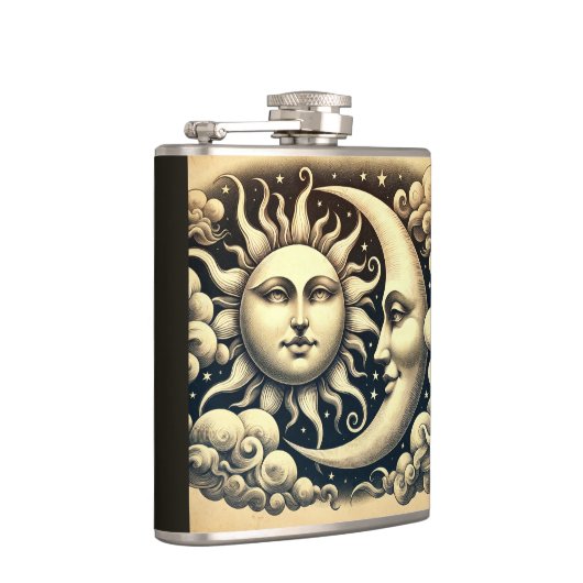 Vintage Sonne & Mond Flachmann (Rechts)