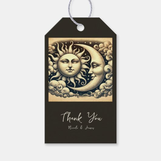 Vintage Sonne & Mond Geschenkanhänger (Vorderseite)