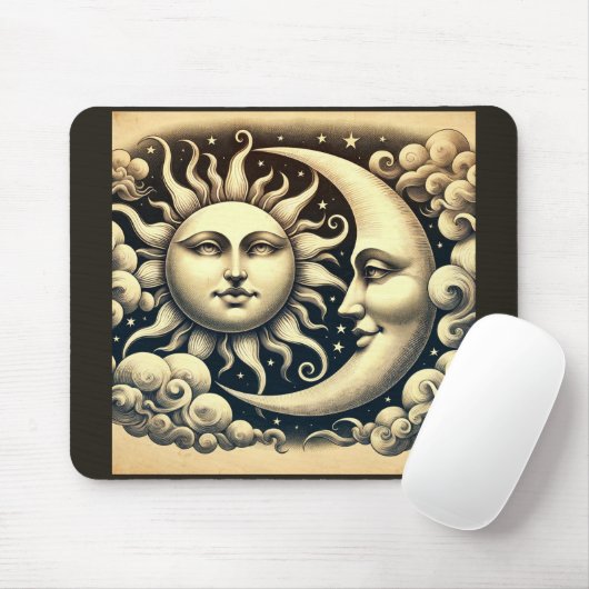 Vintage Sonne & Mond Mousepad (Mit Mouse)