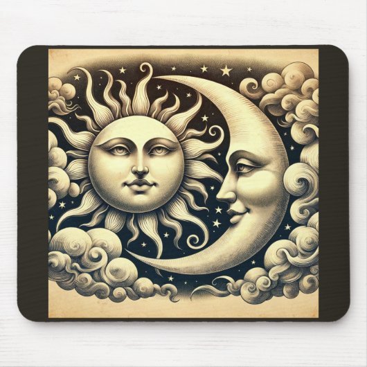 Vintage Sonne & Mond Mousepad (Vorne)