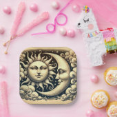 Vintage Sonne & Mond Pappteller (Party)