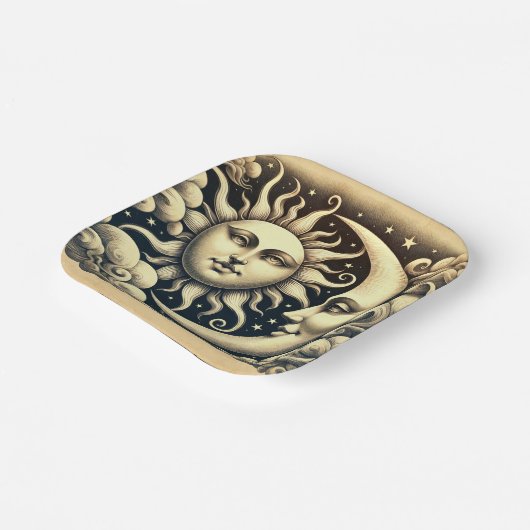 Vintage Sonne & Mond Pappteller (Gewinkelt)