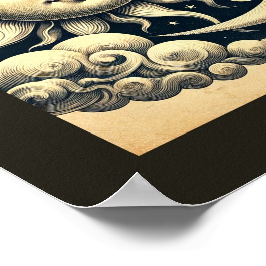 Vintage Sonne & Mond Poster (Ecke)