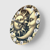 Vintage Sonne & Mond Runde Wanduhr (Winkel)