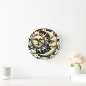 Vintage Sonne & Mond Runde Wanduhr (Zuhause)