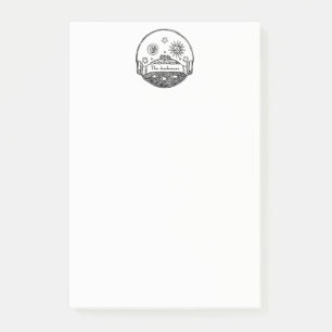 Vintage Sonne Mond Sterne Ozean Planet Erde Zeichn Post-it Klebezettel