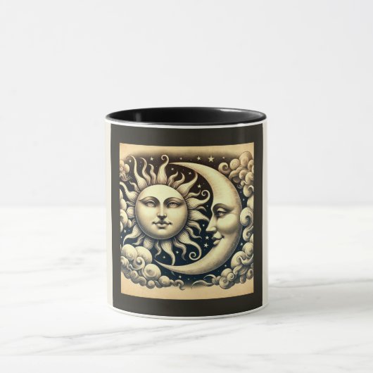 Vintage Sonne & Mond Tasse (Zentrum)