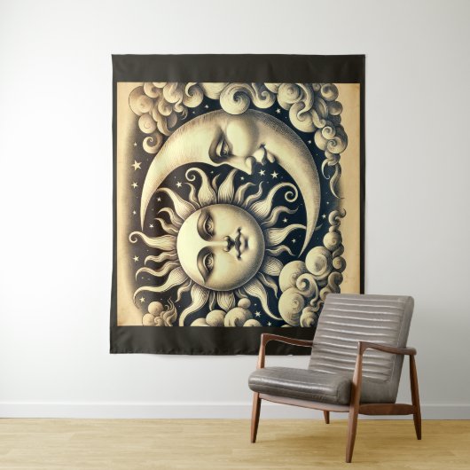 Vintage Sonne & Mond Wandteppich (Beispiel)